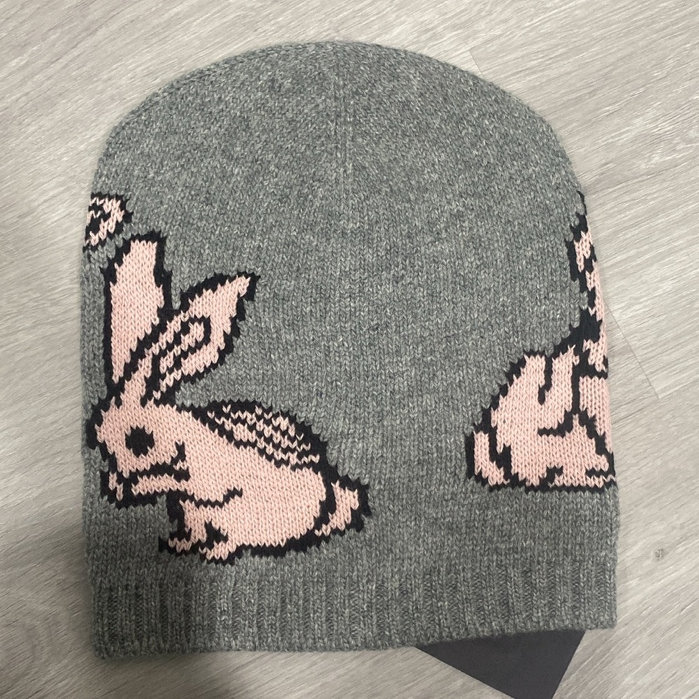 NWT Prada Gray/Pink Bunny Wool Hat